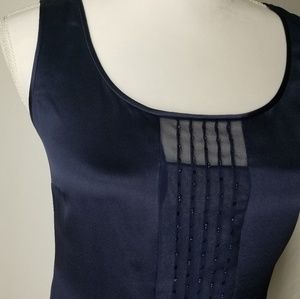CARLISLE Navy Silk Sequin top Sz 2